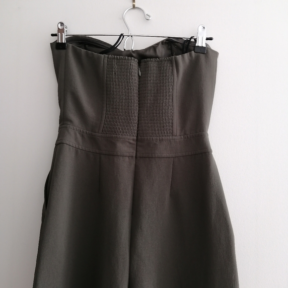Aritzia Wilfred Strapless Wide Leg Jumpsuit Cordial Cargo Crepe Patch Pockets 2 - Picture 8 of 16